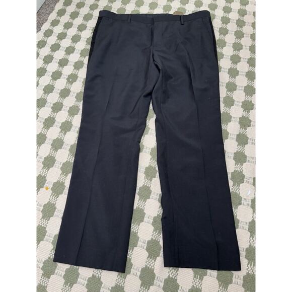 Burberry London Black Straight Leg Uniform Dress Pants -Satin Side Line Sz 56 - Picture 2 of 15